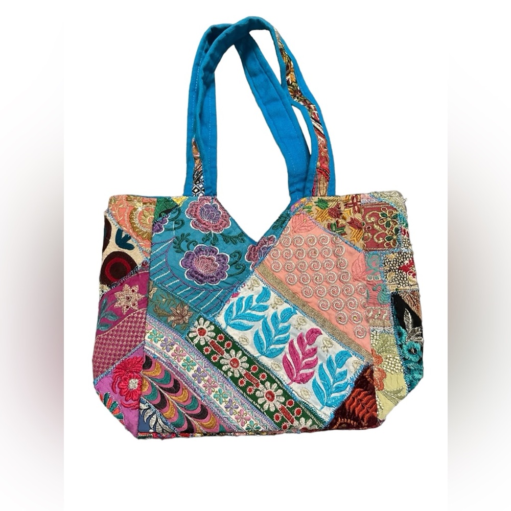 Tribe Azure Fair Trade Patchwork Embroidered Bohe… - image 1